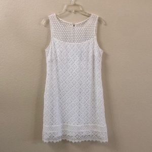 White House Black Market White Eyelet Dress SZ 8